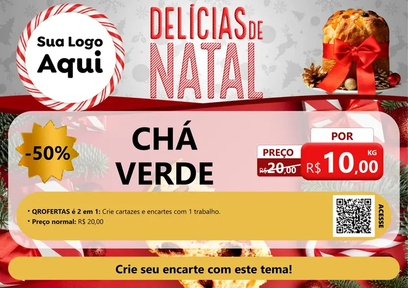 Modelo de Cartaz para Cartaz A4 Horizontal com o tema Delícias de Natal para Produtos Naturais