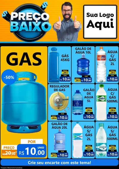 Modelo de Encarte para Encarte A4 Vertical com o tema Preço Baixo para Água e gás