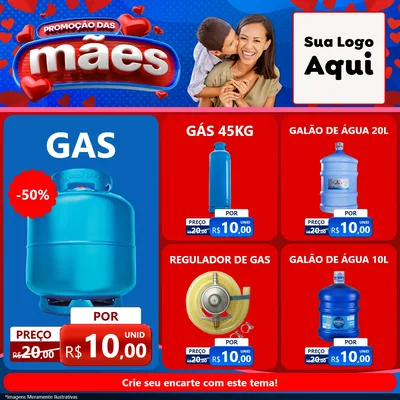 Modelo de Rede Social para Feed Facebook com o tema Promoção das Mães para Água e gás