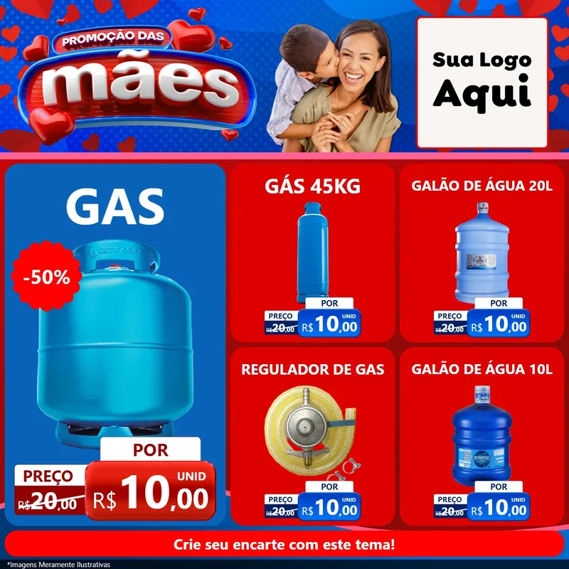 Modelo de Rede Social para Feed Facebook com o tema Promoção das Mães para Água e gás