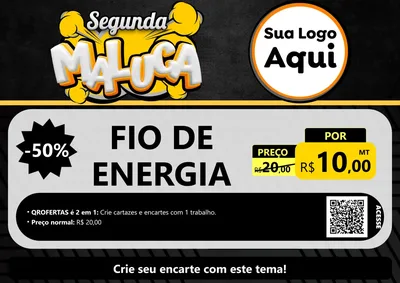 Modelo de Cartaz para Cartaz A4 Horizontal com o tema Segunda Maluca para Materiais Elétricos