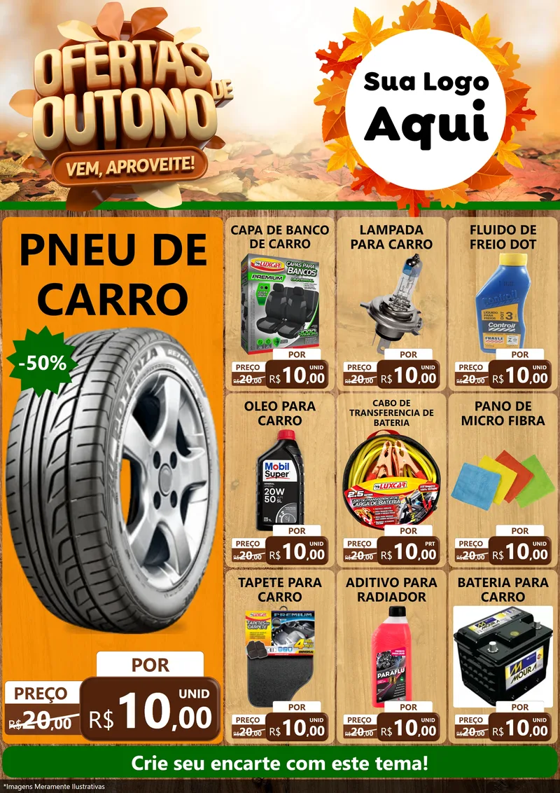 Modelo de Encarte para Encarte A4 Vertical com o tema Ofertas de Outono - Vem, Aproveite! para Auto peças
