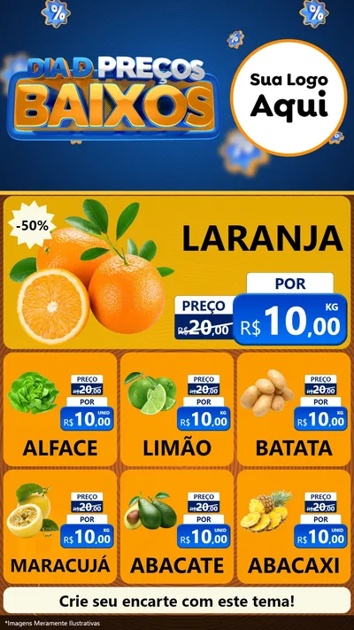 Modelo de Rede Social para Stories com o tema Dia D Preço Baixo para Hortifrúti