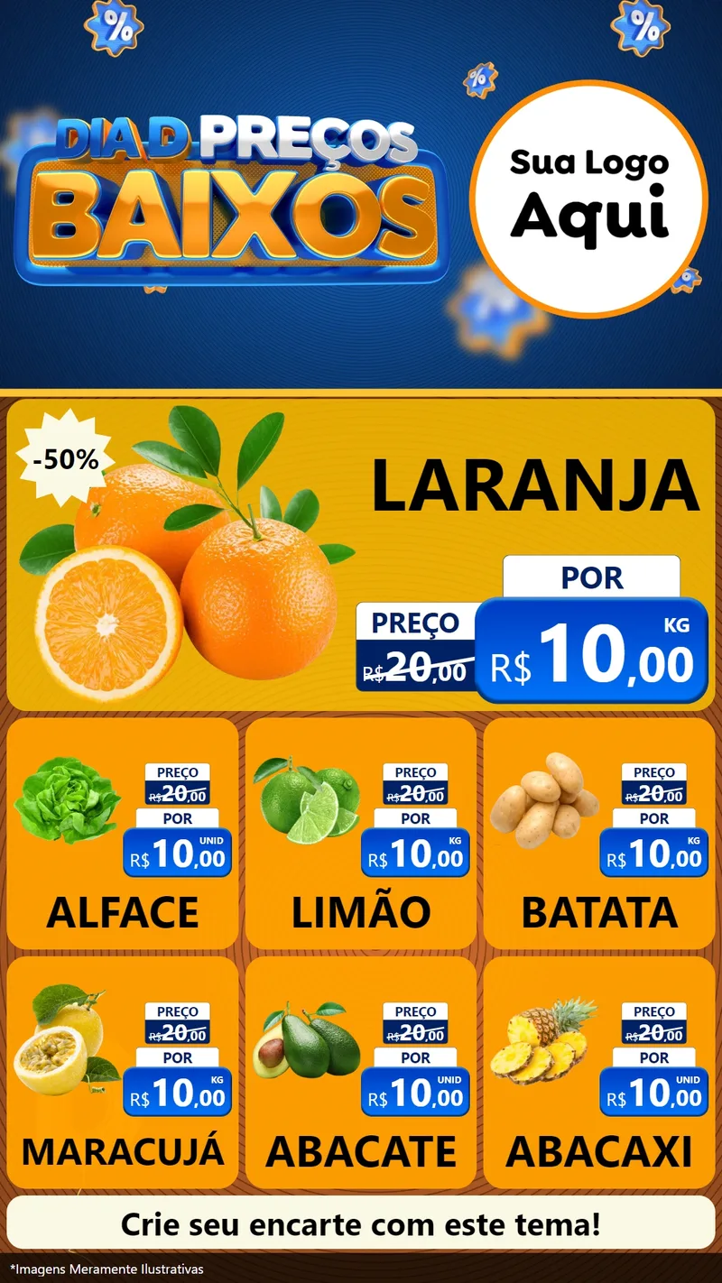 Modelo de Rede Social para Stories com o tema Dia D Preço Baixo para Hortifrúti