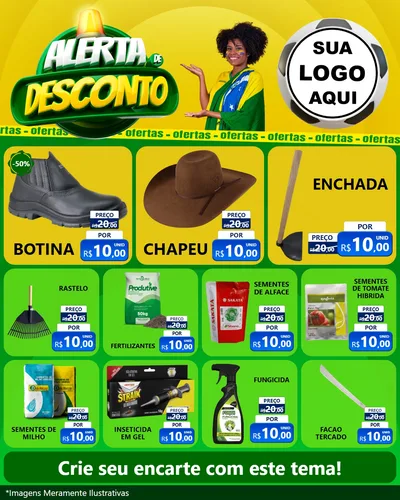 Modelo de Rede Social para Feed Instagram com o tema Alerta de Desconto para Agropecuária
