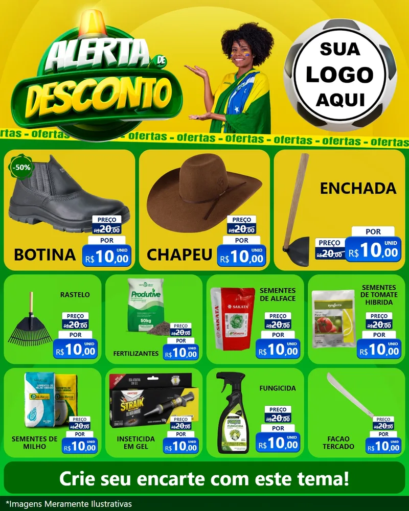 Modelo de Rede Social para Feed Instagram com o tema Alerta de Desconto para Agropecuária