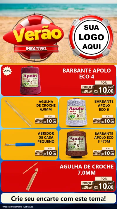 Modelo de TV para TV Vertical com o tema Verão Imbatível para Armarinho e Aviamentos