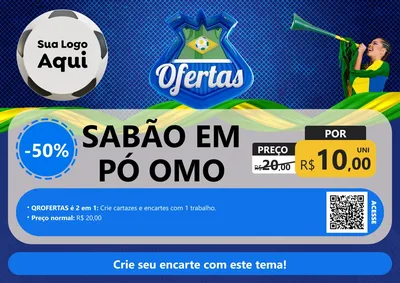 Modelo de Cartaz para Cartaz A4 Horizontal com o tema Ofertas (Futebol) para Produtos de Limpeza