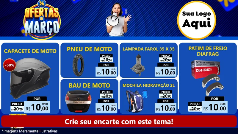 Modelo de TV para TV Horizontal com o tema Ofertas de Março para Moto peças