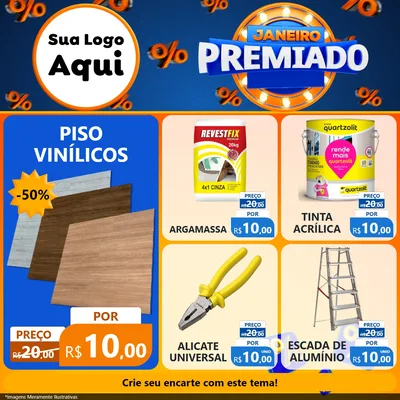 Modelo de Rede Social para Feed Facebook com o tema Janeiro Premiado para Material para Construção