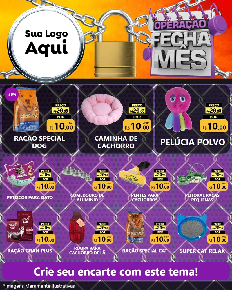 Modelo de Rede Social para Feed Instagram com o tema Operação Fecha Mês para Pet Shop