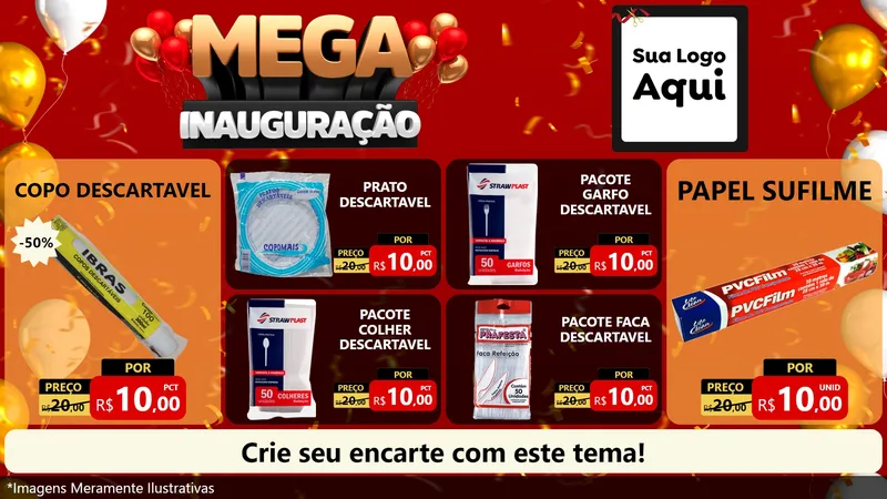 Modelo de TV para TV Horizontal com o tema Mega Inauguração para Embalagens
