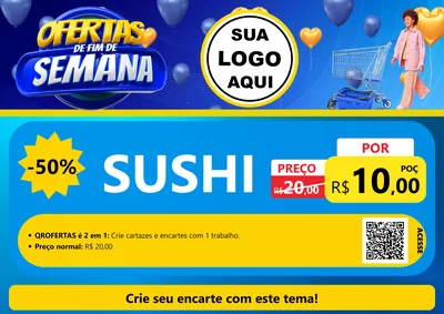 Modelo de Cartaz para Cartaz A4 Horizontal com o tema Ofertas de Fim de Semana para Comida japonesa