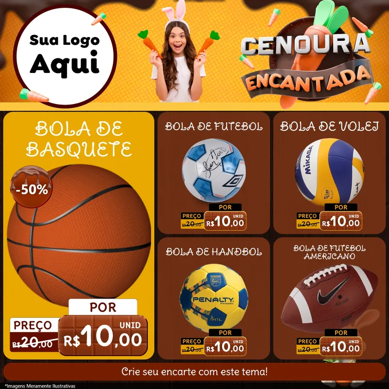 Modelo de Rede Social para Feed Facebook com o tema Cenoura Encantada - Páscoa para Artigos Esportivos