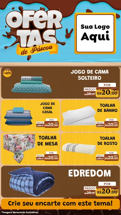 Modelo de TV para TV Vertical com o tema Ofertas de Páscoa para Cama, Mesa e Banho