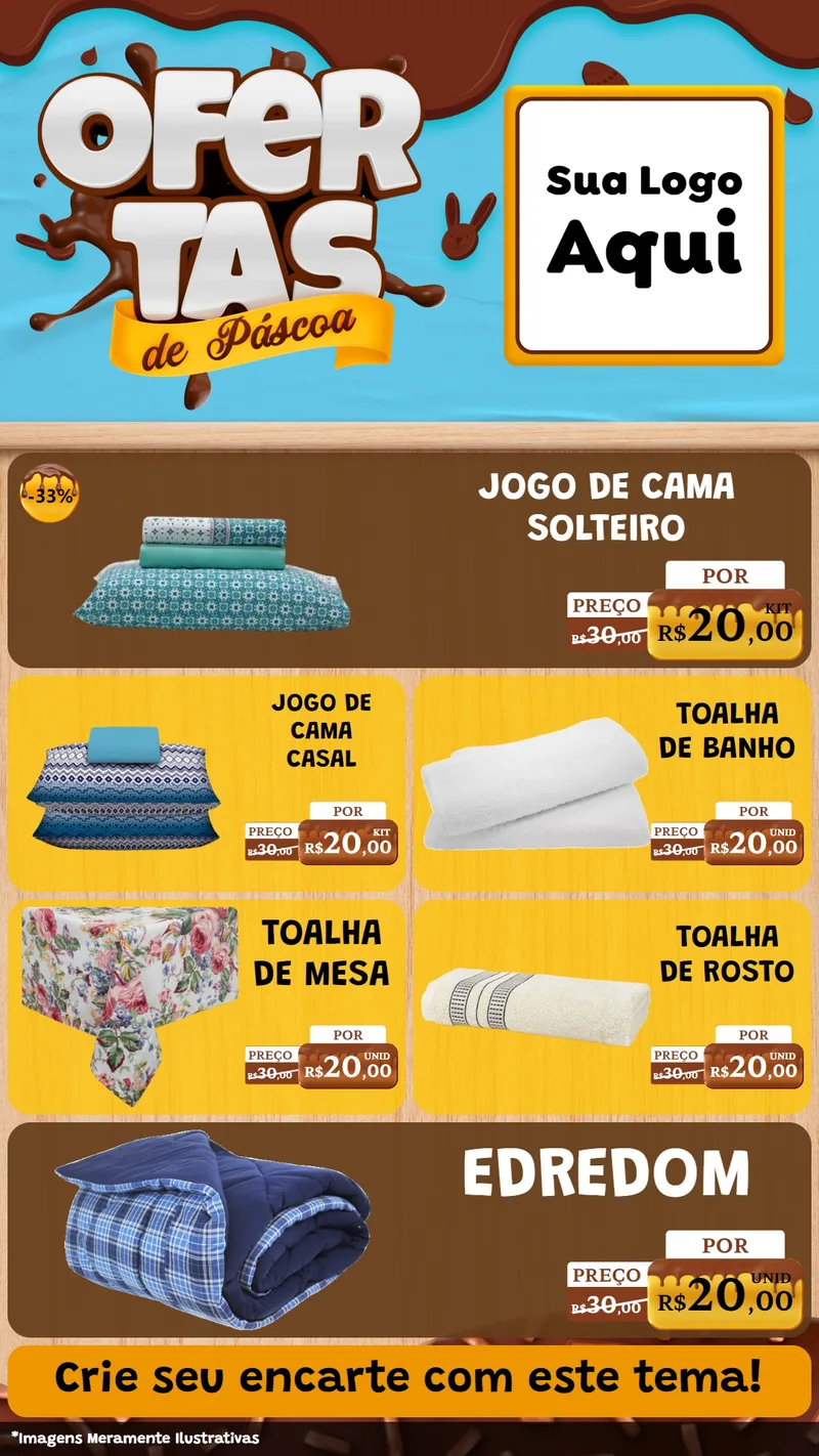 Modelo de TV para TV Vertical com o tema Ofertas de Páscoa para Cama, Mesa e Banho