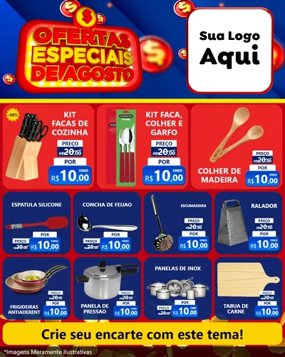 Modelo de Rede Social para Feed Instagram com o tema Ofertas Especiais de Agosto para Utilidades Domésticas