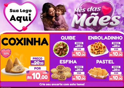 Modelo de Encarte para Encarte A4 Horizontal com o tema Mês das Mães para Salgadaria