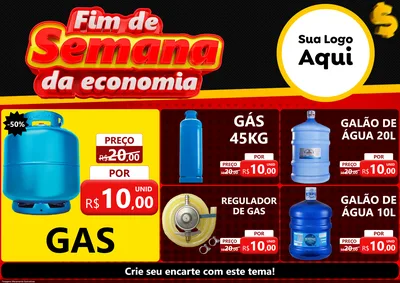 Modelo de Encarte para Encarte A4 Horizontal com o tema Fim de Semana da Economia para Água e gás