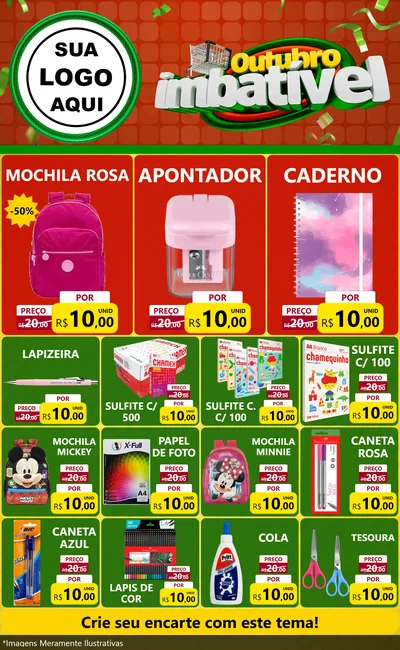 Modelo de Encarte para Encarte Grande com o tema Outubro Imbatível para Papelaria