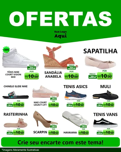 Modelo de Rede Social para Feed Instagram com o tema Ofertas Verde Cartaz para Calçados