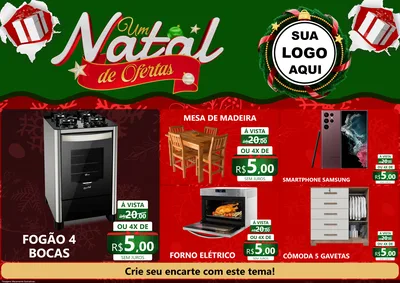Modelo de Encarte para Encarte A4 Horizontal com o tema Um Natal de Ofertas para Móveis e Eletro
