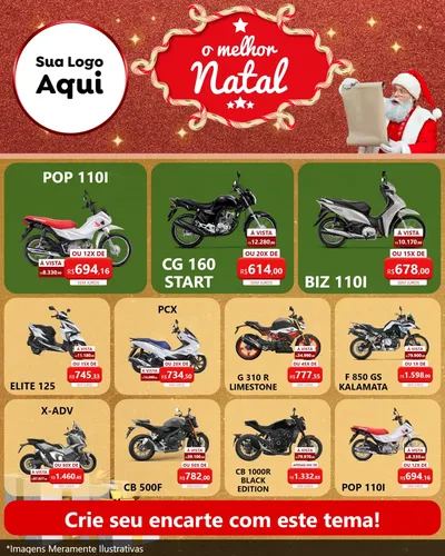 Modelo de Rede Social para Feed Instagram com o tema O Melhor Natal para Concessionaria de Motos