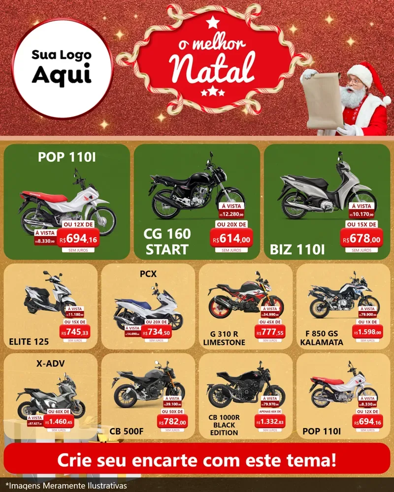 Modelo de Rede Social para Feed Instagram com o tema O Melhor Natal para Concessionaria de Motos