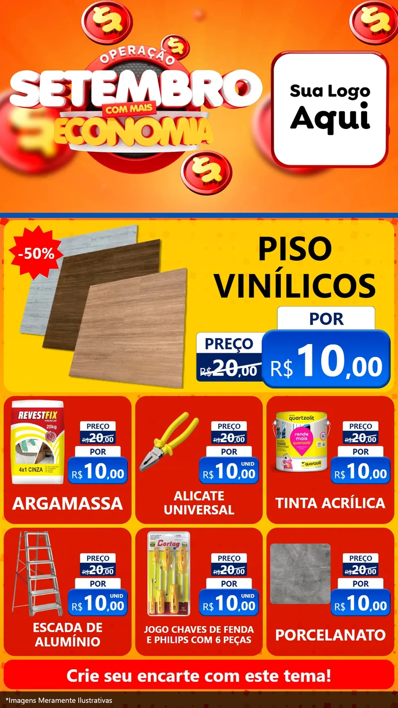 Modelo de Rede Social para Stories com o tema Operação Setembro Com Muita Economia para Material para Construção
