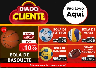 Modelo de Encarte para Encarte A4 Horizontal com o tema Dia do Cliente para Artigos Esportivos