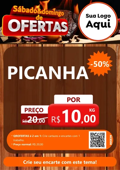 Modelo de Cartaz para Cartaz A4 Vertical com o tema Sábado e Domingo de Ofertas - Carne / Açougue para Açougue