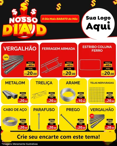 Modelo de Rede Social para Feed Instagram com o tema Nosso Dia D para Ferragens