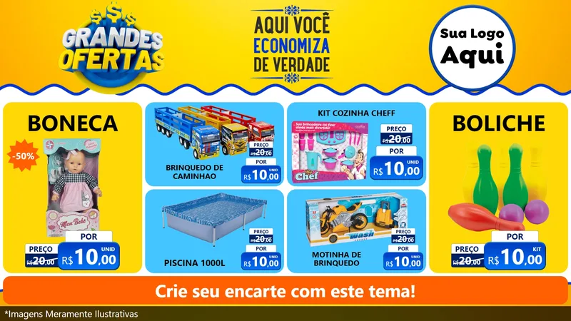 Modelo de TV para TV Horizontal com o tema Grandes Ofertas para Brinquedos