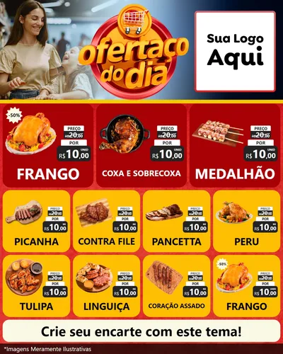 Modelo de Rede Social para Feed Instagram com o tema Ofertaço Do Dia para Assados
