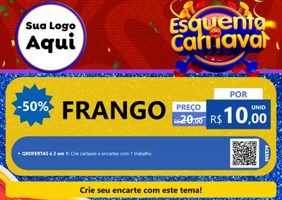 Modelo de Cartaz para Cartaz A4 Horizontal com o tema Esquenta de Carnaval para Assados