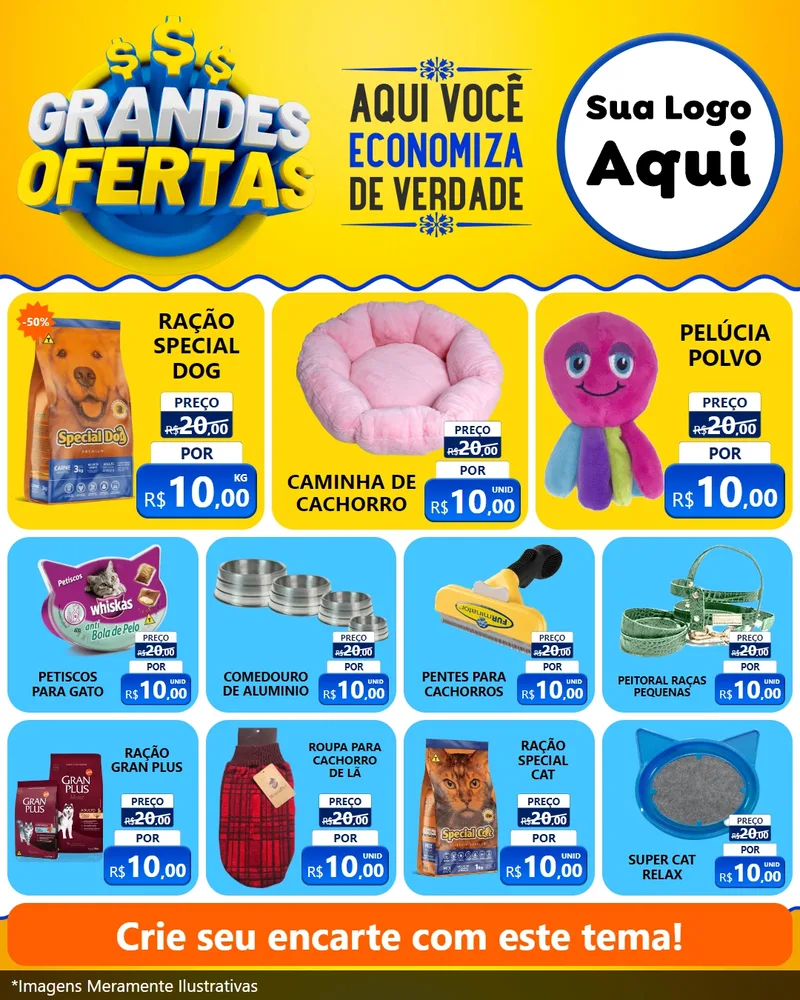 Modelo de Rede Social para Feed Instagram com o tema Grandes Ofertas para Pet Shop