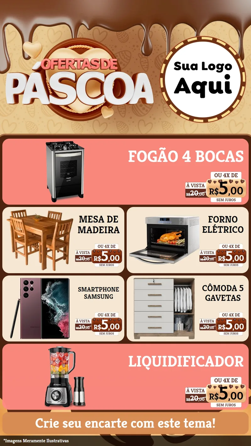 Modelo de TV para TV Vertical com o tema Ofertas de Páscoa para Móveis e Eletro