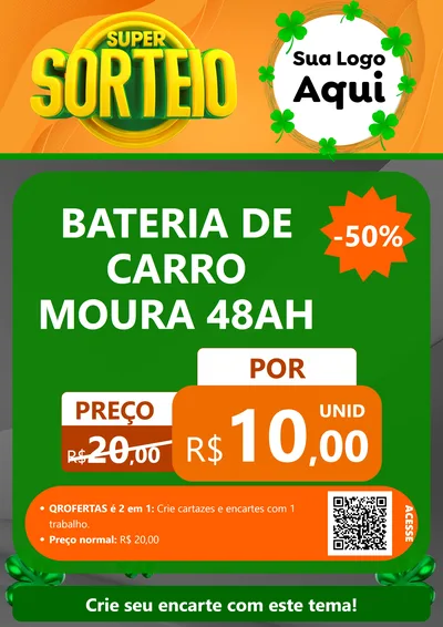 Modelo de Cartaz para Cartaz A4 Vertical com o tema Super Sorteio para Baterias Elétricas