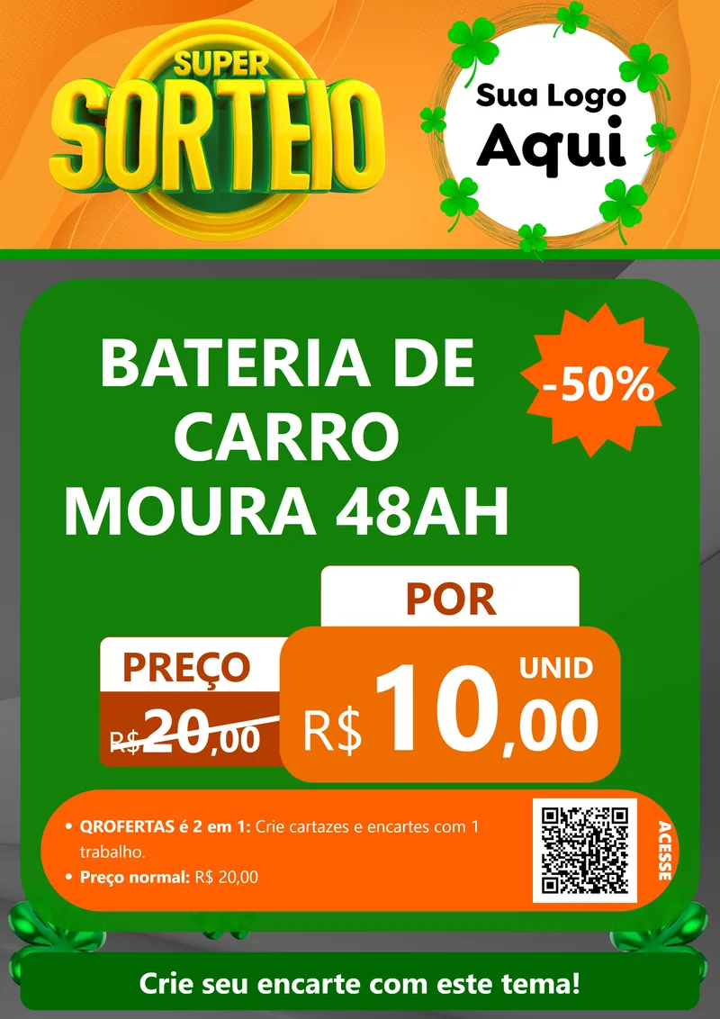 Modelo de Cartaz para Cartaz A4 Vertical com o tema Super Sorteio para Baterias Elétricas