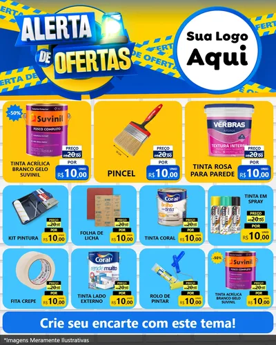 Modelo de Rede Social para Feed Instagram com o tema Alerta de Ofertas para Tintas e Ferramentas