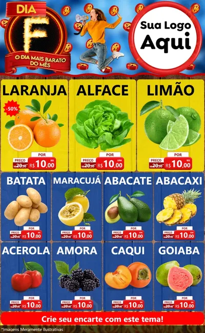 Modelo de Encarte para Encarte Grande com o tema Dia F - O Dia Mais Barato Do Mês para Hortifrúti