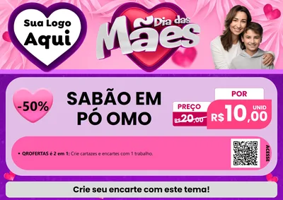 Modelo de Cartaz para Cartaz A4 Horizontal com o tema Dia das Mães para Produtos de Limpeza