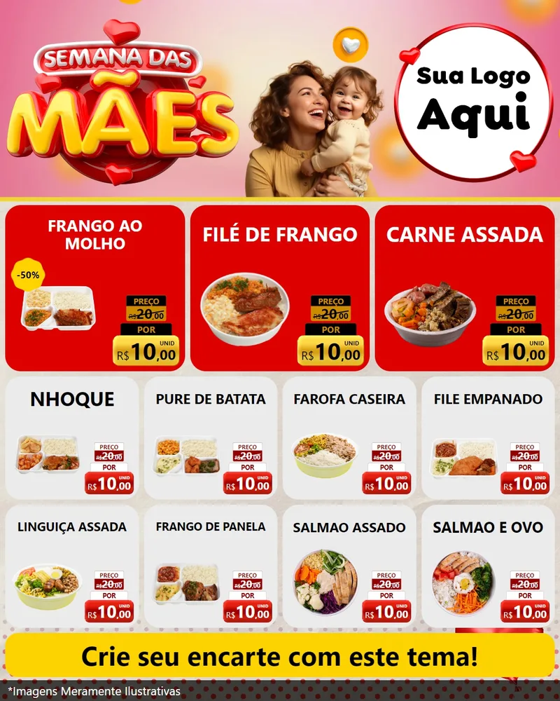 Modelo de Rede Social para Feed Instagram com o tema Semana das Mães para Restaurante