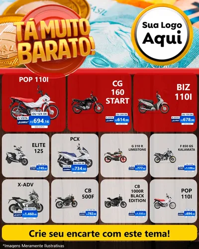 Modelo de Rede Social para Feed Instagram com o tema Está Muito Barato para Concessionaria de Motos