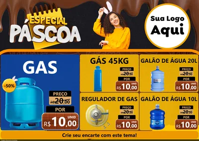 Modelo de Encarte para Encarte A4 Horizontal com o tema Especial Páscoa para Água e gás