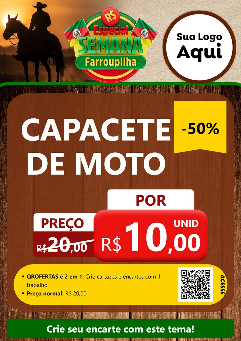 Modelo de Cartaz para Cartaz A4 Vertical com o tema Especial Semana Farroupilha para Moto peças