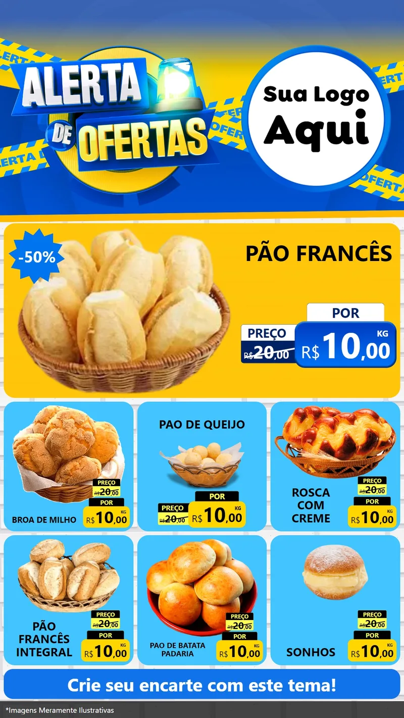 Modelo de Rede Social para Stories com o tema Alerta de Ofertas para Padaria