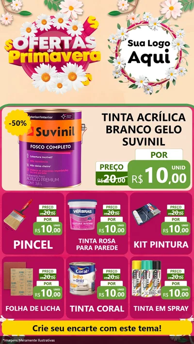 Modelo de Rede Social para Stories com o tema Ofertas de Primavera para Tintas e Ferramentas