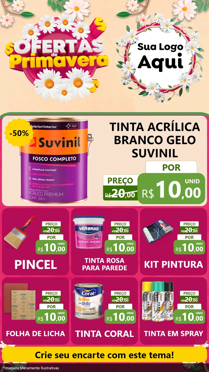 Modelo de Rede Social para Stories com o tema Ofertas de Primavera para Tintas e Ferramentas