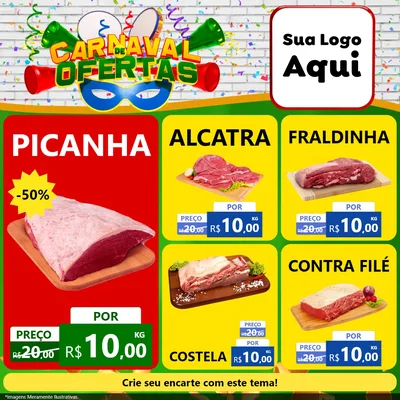Modelo de Rede Social para Feed Facebook com o tema Carnaval de Ofertas para Açougue